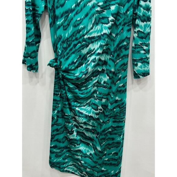 Diane Von Furstenberg Women's Oletta Tiger Faux Wrap Dress Green Black Size 2 - Picture 6 of 12